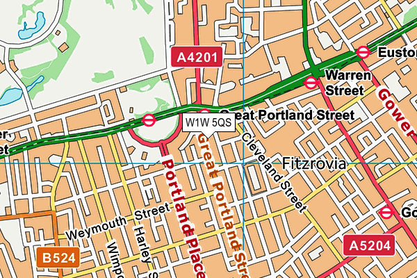 W1W 5QS map - OS VectorMap District (Ordnance Survey)