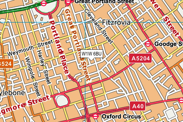 W1W 6BU map - OS VectorMap District (Ordnance Survey)