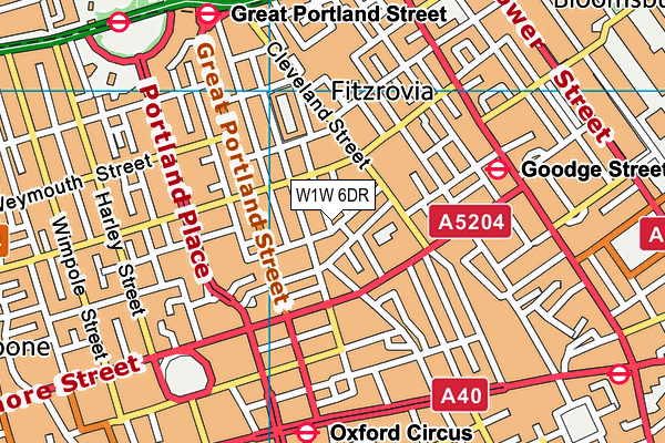 W1W 6DR map - OS VectorMap District (Ordnance Survey)