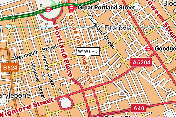 W1W 6HQ map - OS VectorMap District (Ordnance Survey)