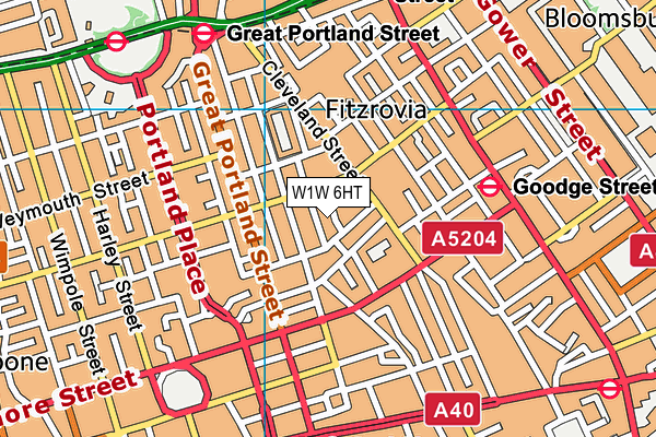 W1W 6HT map - OS VectorMap District (Ordnance Survey)