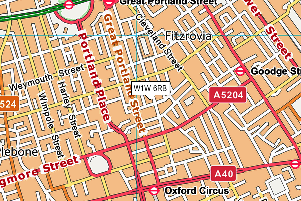 W1W 6RB map - OS VectorMap District (Ordnance Survey)