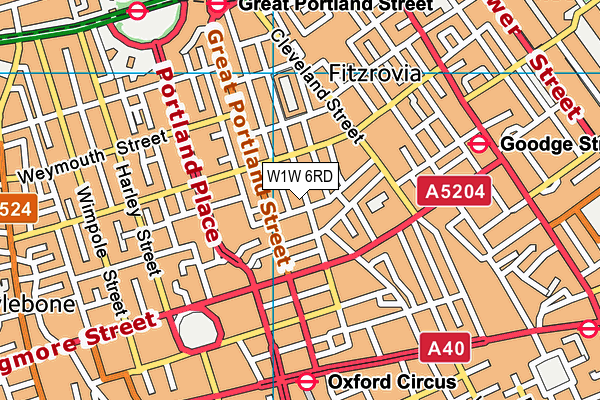 W1W 6RD map - OS VectorMap District (Ordnance Survey)