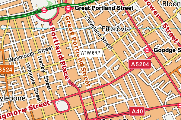 W1W 6RP map - OS VectorMap District (Ordnance Survey)