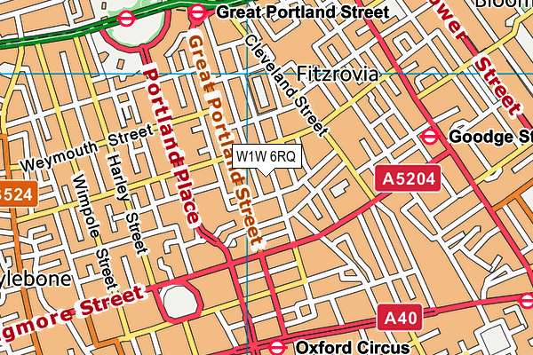 W1W 6RQ map - OS VectorMap District (Ordnance Survey)