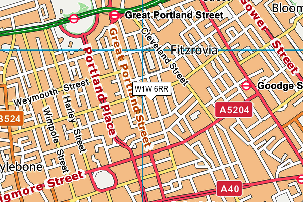 W1W 6RR map - OS VectorMap District (Ordnance Survey)