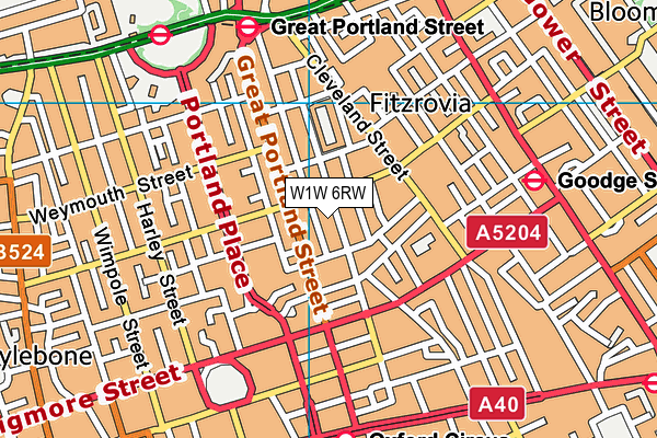 W1W 6RW map - OS VectorMap District (Ordnance Survey)
