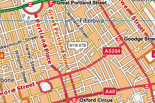 W1W 6TB map - OS VectorMap District (Ordnance Survey)