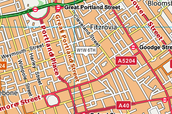 W1W 6TH map - OS VectorMap District (Ordnance Survey)