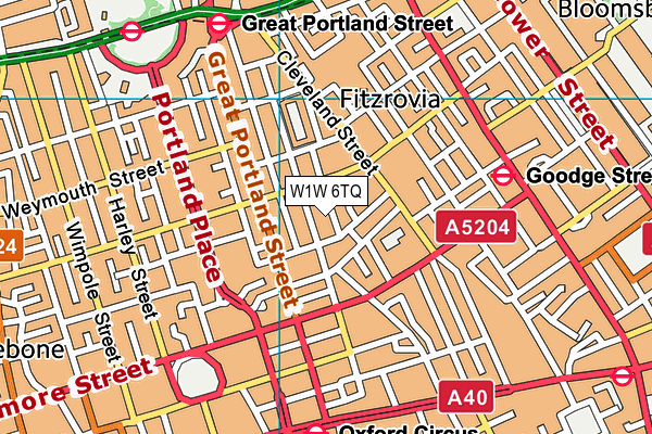 W1W 6TQ map - OS VectorMap District (Ordnance Survey)