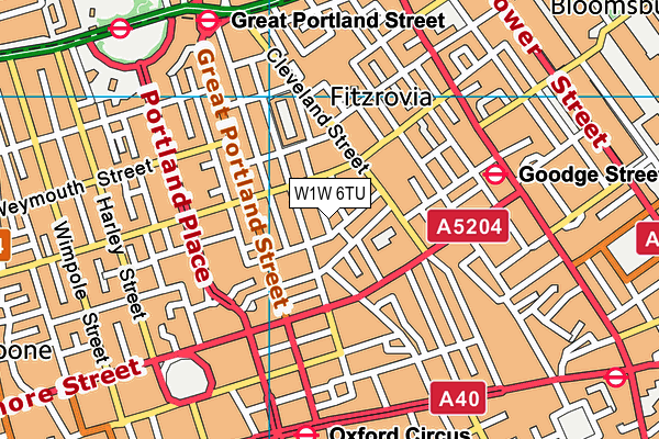 W1W 6TU map - OS VectorMap District (Ordnance Survey)