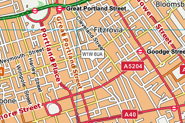 W1W 6UA map - OS VectorMap District (Ordnance Survey)