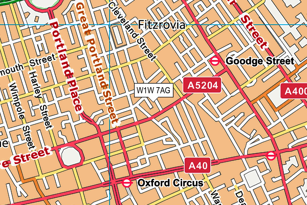W1W 7AG map - OS VectorMap District (Ordnance Survey)