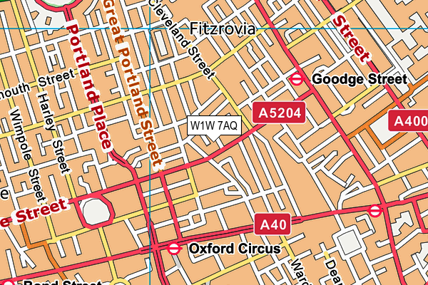 W1W 7AQ map - OS VectorMap District (Ordnance Survey)