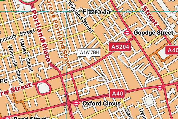 W1W 7BH map - OS VectorMap District (Ordnance Survey)