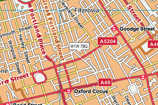 W1W 7BQ map - OS VectorMap District (Ordnance Survey)