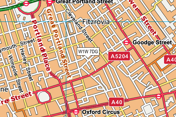 W1W 7DG map - OS VectorMap District (Ordnance Survey)