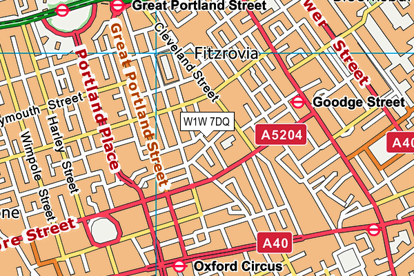 W1W 7DQ map - OS VectorMap District (Ordnance Survey)