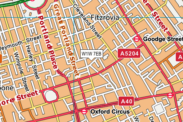 W1W 7EB map - OS VectorMap District (Ordnance Survey)