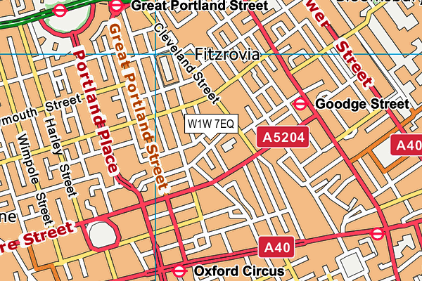 W1W 7EQ map - OS VectorMap District (Ordnance Survey)