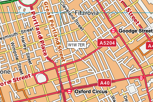 W1W 7ER map - OS VectorMap District (Ordnance Survey)