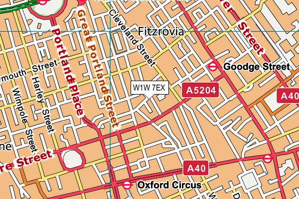 W1W 7EX map - OS VectorMap District (Ordnance Survey)