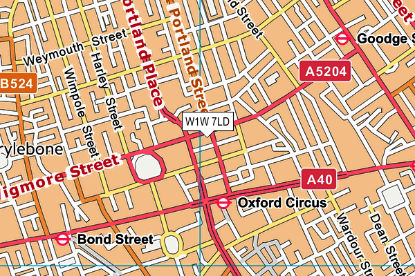 Destination Health And Fitness (Closed) map (W1W 7LD) - OS VectorMap District (Ordnance Survey)