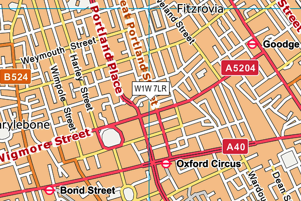 W1W 7LR map - OS VectorMap District (Ordnance Survey)