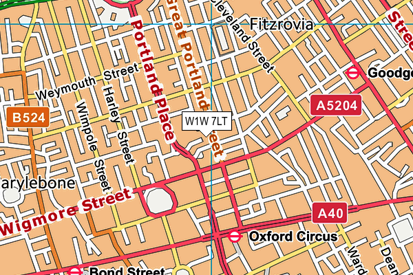 W1W 7LT map - OS VectorMap District (Ordnance Survey)