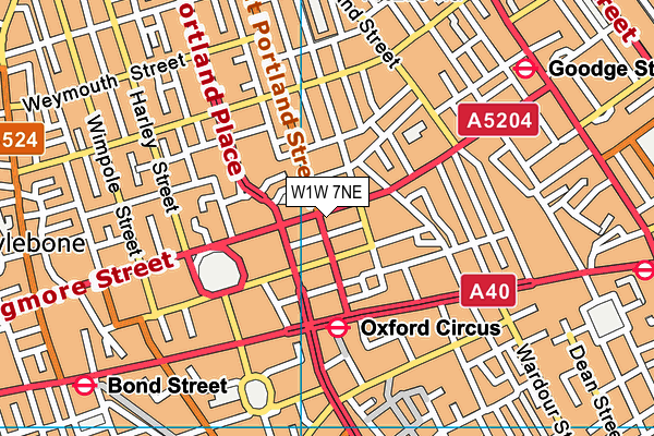 W1W 7NE map - OS VectorMap District (Ordnance Survey)
