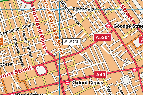 W1W 7QL map - OS VectorMap District (Ordnance Survey)