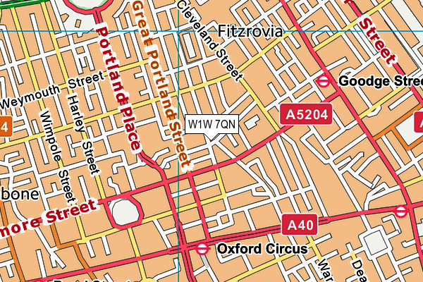 W1W 7QN map - OS VectorMap District (Ordnance Survey)