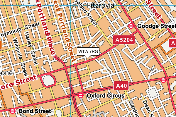 W1W 7RG map - OS VectorMap District (Ordnance Survey)
