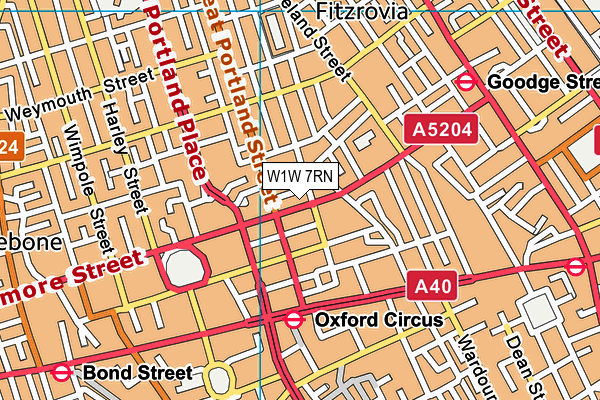 W1W 7RN map - OS VectorMap District (Ordnance Survey)