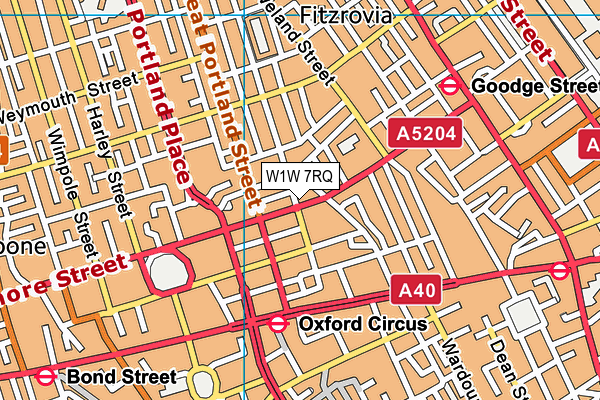 W1W 7RQ map - OS VectorMap District (Ordnance Survey)