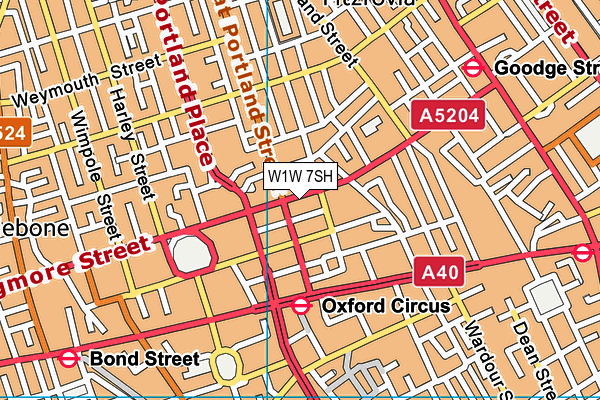 W1W 7SH map - OS VectorMap District (Ordnance Survey)