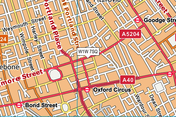 W1W 7SQ map - OS VectorMap District (Ordnance Survey)