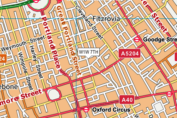 W1W 7TH map - OS VectorMap District (Ordnance Survey)