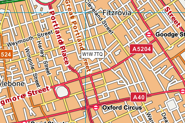 W1W 7TQ map - OS VectorMap District (Ordnance Survey)