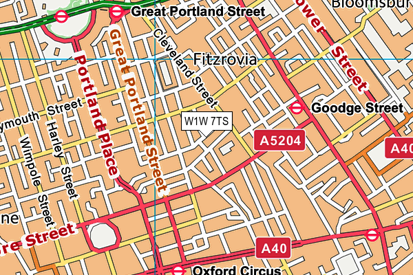 W1W 7TS map - OS VectorMap District (Ordnance Survey)