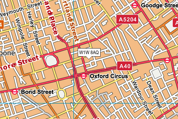 W1W 8AQ map - OS VectorMap District (Ordnance Survey)