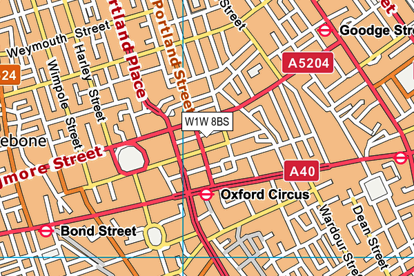 W1W 8BS map - OS VectorMap District (Ordnance Survey)