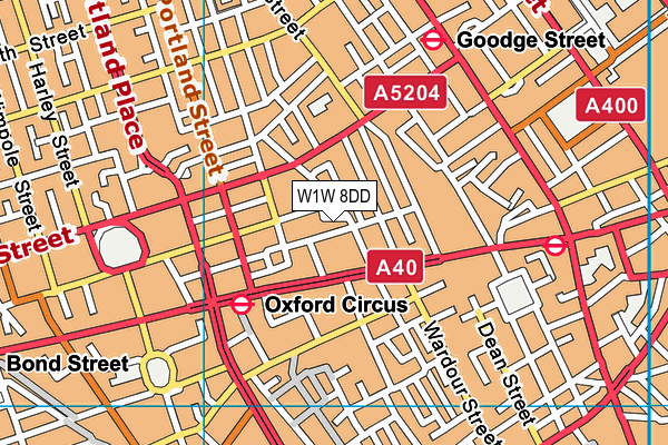 W1W 8DD map - OS VectorMap District (Ordnance Survey)