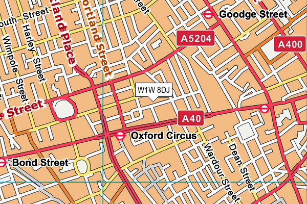 W1W 8DJ map - OS VectorMap District (Ordnance Survey)