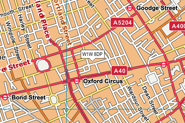 W1W 8DP map - OS VectorMap District (Ordnance Survey)