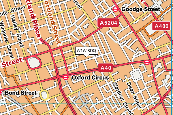 W1W 8DQ map - OS VectorMap District (Ordnance Survey)