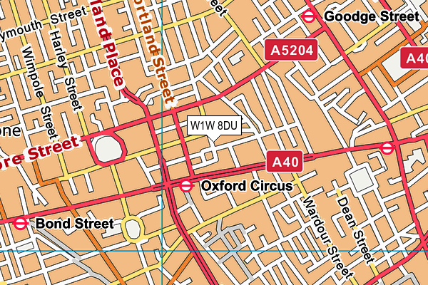 W1W 8DU map - OS VectorMap District (Ordnance Survey)