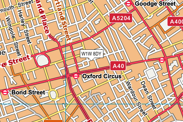 W1W 8DY map - OS VectorMap District (Ordnance Survey)