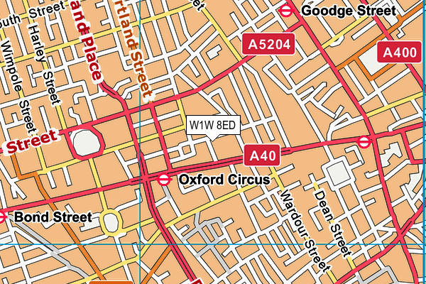 W1W 8ED map - OS VectorMap District (Ordnance Survey)