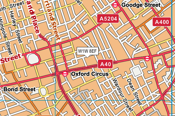 W1W 8EF map - OS VectorMap District (Ordnance Survey)